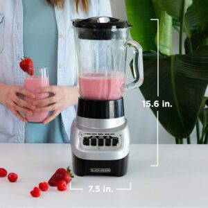 BLACK+DECKER PowerCrush Multi-Function Blender with 6-Cup Glass Jar, 4 Speed Settings, Silver - Image 8