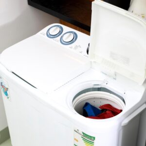 GEEPAS Twin Tub Semi-Automatic Washing Machine| High Back Control Panel and Semi-Automatic Top Load Washing Machine, Ripple Pulsator| Highly Effecient with Classic Design Wash/Spin Power 490W/180W 670 W GSWM6468 White - Image 9
