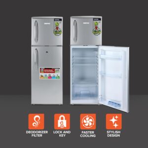180LGross/ 132L Net Capacity, Double Door Refrigerator - Durable Double Door Refrigerator, Fast Cooling & Preserves Freshness, Low Noise, Energy Efficient, In-Built Deodorizer, Tempered Glass Shelves , Freezer Capacity-34L 120 W 120 W GRF1856SPN Silver - Image 6