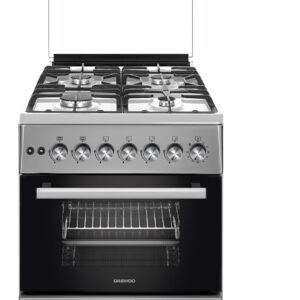 DAEWOO 60X60Cm Freestanding Cooker, Full Gas Cooking Range With 4 Burners, Automatic Ignition And Safety, Cast Iron Pan Support, Stainless Steel Finish, Separate Knob For Oven Grill, Made In Türkiye DGC-665BSF Grey/Black - Image 7