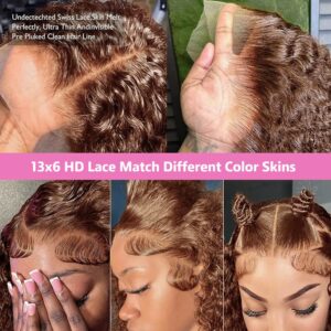 30Inch Chocolate Brown Human Hair Wig 200 Density 13x6 HD Deep Wave Lace Front Wigs Human Hair Colored Deep Curly Lace Frontal Wigs Glueless Wig Brown Wig Wigs for Women - Image 5