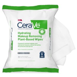 CeraVe Makeup Remover Wipes, Plant Based Face Wipes, Biodegradable in Compost, Waterless Face Wash, Travel Essentials for Women, Suitable for Sensitive Skin, Fragrance-free + Non-comedogenic, 25ct - Image 8