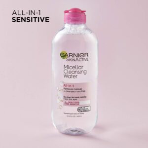 Garnier Micellar Water, Hydrating Facial Cleanser & Makeup Remover, Suitable for Sensitive Skin, Vegan, Cruelty Free, 13.5 Fl Oz (400mL), 1 Count - Image 3