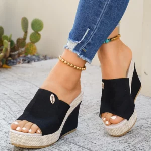 Vinatge Chunky Platform Sandals Women 2026 Summer Peep Toe Wedges Slippers Woman Plus Size 42 Thick High Heels Sandles Female - Image 5