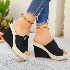 Vinatge Chunky Platform Sandals Women 2026 Summer Peep Toe Wedges Slippers Woman Plus Size 42 Thick High Heels Sandles Female - Image 4