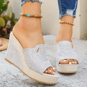 Vinatge Chunky Platform Sandals Women 2026 Summer Peep Toe Wedges Slippers Woman Plus Size 42 Thick High Heels Sandles Female - Image 3