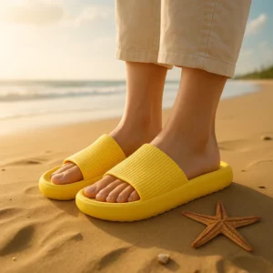 EVA Thick Sole 4cm Beach Slippers Cloud-Like Comfort Home Use Couple Height Increasing Indoor Solid Color Summer Sandals - Image 1