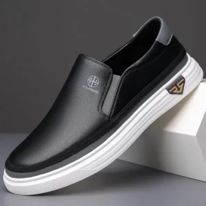 Summer Fashionable Comfortable Men's Shoes New Versatile White Shoes Leather Breathable Soft Soled Cowhide Leather Board Shoes - Image 4