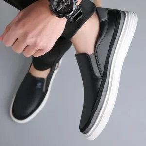 Summer Fashionable Comfortable Men's Shoes New Versatile White Shoes Leather Breathable Soft Soled Cowhide Leather Board Shoes - Image 6