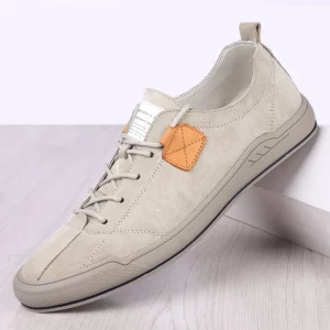 High Quality Men Casual Shoes Suede Leather Mens Sneakers Handmade Breathable Mens Training Luxury Brand Grey Skate Shoes Man - Image 1