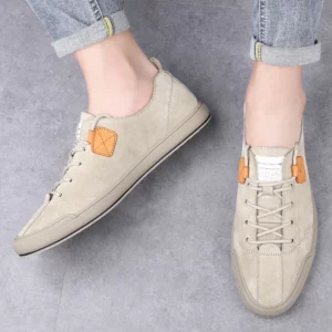 High Quality Men Casual Shoes Suede Leather Mens Sneakers Handmade Breathable Mens Training Luxury Brand Grey Skate Shoes Man - Image 2