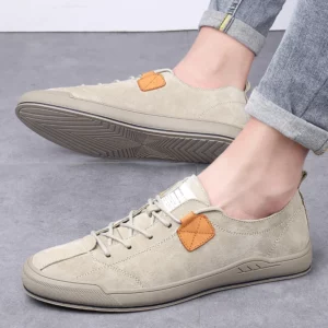 High Quality Men Casual Shoes Suede Leather Mens Sneakers Handmade Breathable Mens Training Luxury Brand Grey Skate Shoes Man - Image 3