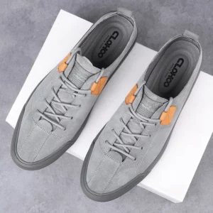 High Quality Men Casual Shoes Suede Leather Mens Sneakers Handmade Breathable Mens Training Luxury Brand Grey Skate Shoes Man - Image 4