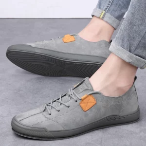 High Quality Men Casual Shoes Suede Leather Mens Sneakers Handmade Breathable Mens Training Luxury Brand Grey Skate Shoes Man - Image 5