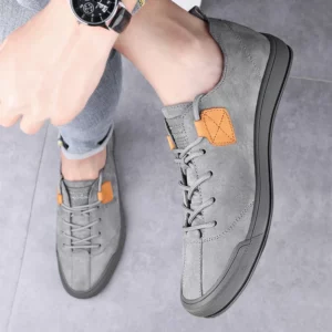 High Quality Men Casual Shoes Suede Leather Mens Sneakers Handmade Breathable Mens Training Luxury Brand Grey Skate Shoes Man - Image 6