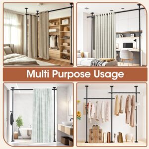 Room Divider No Drilling Curtain Rod Wall Divider for Room Separation, 4-10ft(H) 28-114inch(W) Adjustable, Heavy Duty Partition Space Separator Freestanding Tension Curtain Stand, Black - Image 6