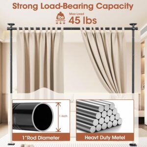 Room Divider No Drilling Curtain Rod Wall Divider for Room Separation, 4-10ft(H) 28-114inch(W) Adjustable, Heavy Duty Partition Space Separator Freestanding Tension Curtain Stand, Black - Image 4