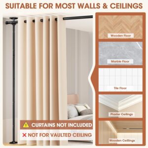 Room Divider No Drilling Curtain Rod Wall Divider for Room Separation, 4-10ft(H) 28-114inch(W) Adjustable, Heavy Duty Partition Space Separator Freestanding Tension Curtain Stand, Black - Image 3
