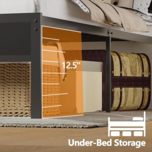 Queen Bed Frame with Storage Headboard and LED Lights, Metal Bedframe with Charging Station and USB Port, Queen Size Platform Bed with Heavy Duty Slats, No Box Spring Needed, Black Oak - Image 8