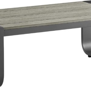 Aluminum Outdoor Patio Furniture Coffee Table, All-Weather Outdoor Metal Coffee Table, Modern Rectangle Coffee Table for Balcony, Garden, Grey - Image 5