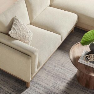 Modway Roscoe Right-Facing Sectional Sofa with Chaise in Ivory - 2-Piece Mélange Chenille Fabric Deep Seat Couch, L Shaped Modular for Living Room or Lounge - Image 3