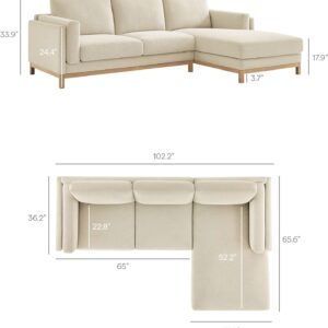 Modway Roscoe Right-Facing Sectional Sofa with Chaise in Ivory - 2-Piece Mélange Chenille Fabric Deep Seat Couch, L Shaped Modular for Living Room or Lounge - Image 7