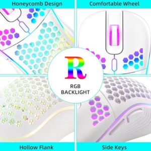 JoyousSto Wireless Mouse wireless gaming mouse Rechargeable PC Mouse with RGB Backlit 6 Buttons Adjustable Ergonomic for Laptop, PC etc Gaming Mouse Wireless White - Image 4