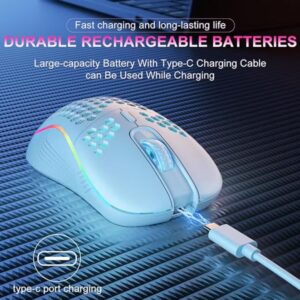 JoyousSto Wireless Mouse wireless gaming mouse Rechargeable PC Mouse with RGB Backlit 6 Buttons Adjustable Ergonomic for Laptop, PC etc Gaming Mouse Wireless White - Image 5