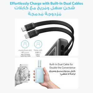Anker Zolo Power Bank, 10,000mAh 35W Max Fast Portable Charger with Built-in dual USB-C Cables, USB-C&A, Battery Pack for iPhone 17/16 Series, MacBook, Galaxy - Black - Image 3