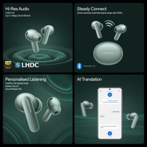 OnePlus Buds 4 TWS Earbuds with Upto 55dB Real-time ANC, Adaptive Mode, Dual Drivers with DACs, 3D Audio, Upto 45hrs Music Playback, ,Dual-Device connectivity, 47ms Low Latency, Zen Green - Image 9