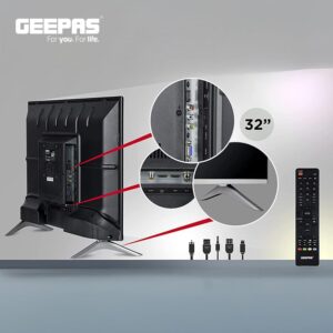 GEEPAS 32 Inch HD Smart LED TV With Remote Control, HDMI And USB Ports, Head Phone Jack, PC Audio In ,Wi-Fi, Android 14.0 With E-Share,YouTube Etc GLED3202SCHD Black - Image 4