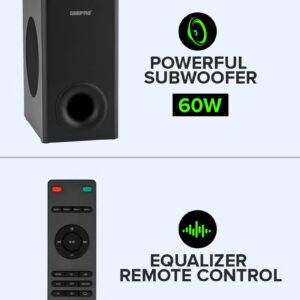 GEEPAS Wireless Sound Bar USB/ AUX/ Bluetooth/ HDMI | Sound Bar System With Wireless Subwoofer, Connect to TV, Mobile, Laptop And More| With Remote Control and LED Display| 2 Years Warranty - Image 3