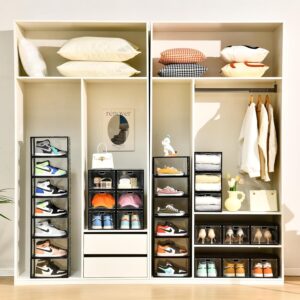 12 Pack Large Shoe Storage Box, Clear Shoe Storage Organizer with Magnetic Door, Stackable,Shoe Containers For Display Sneakers, Easy Assembly, Fit up to US Size 12, Transparent - Image 2