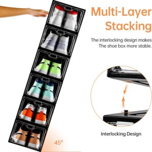 12 Pack Large Shoe Storage Box, Clear Shoe Storage Organizer with Magnetic Door, Stackable,Shoe Containers For Display Sneakers, Easy Assembly, Fit up to US Size 12, Transparent - Image 4