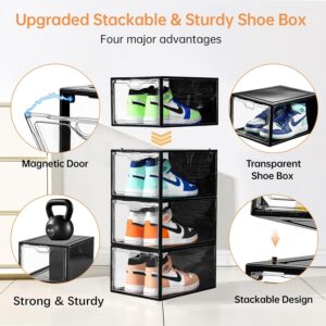 12 Pack Large Shoe Storage Box, Clear Shoe Storage Organizer with Magnetic Door, Stackable,Shoe Containers For Display Sneakers, Easy Assembly, Fit up to US Size 12, Transparent - Image 5