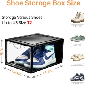 12 Pack Large Shoe Storage Box, Clear Shoe Storage Organizer with Magnetic Door, Stackable,Shoe Containers For Display Sneakers, Easy Assembly, Fit up to US Size 12, Transparent - Image 6