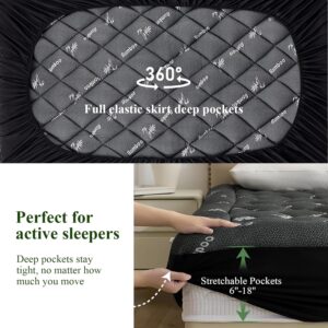Queen Mattress Topper, Viscose Derived from Bamboo Thick Pillow Top Mattress Pad with Deep Pocket, Naturally Cooling for Hot Sleepers, Soft for Back Pain Relief, Premium Dark Grey - Image 3