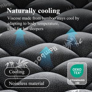 Queen Mattress Topper, Viscose Derived from Bamboo Thick Pillow Top Mattress Pad with Deep Pocket, Naturally Cooling for Hot Sleepers, Soft for Back Pain Relief, Premium Dark Grey - Image 6