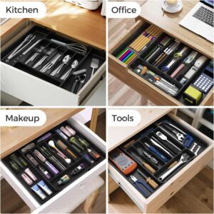 Extra Large Expandable Silverware Organizer, BPA-Free Food-Safe Cutlery Flatware Organizer, Kitchen Utensil Drawer Organizer, Adjustable Silverware Holder for Spoons Forks Knives, Black - Image 2