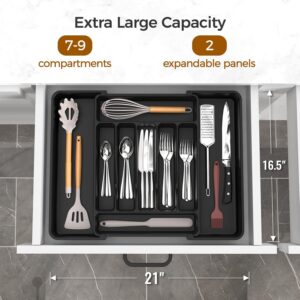 Extra Large Expandable Silverware Organizer, BPA-Free Food-Safe Cutlery Flatware Organizer, Kitchen Utensil Drawer Organizer, Adjustable Silverware Holder for Spoons Forks Knives, Black - Image 8