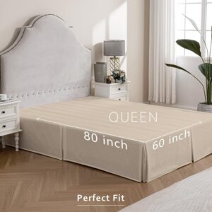 Pleated Waffle Weave Bed Skirt, Tailored Dust Ruffle 12 Inch Drop Easy Fit, Machine Washable,No Split Corners (Beige, Queen - 12" Drop) - Image 5