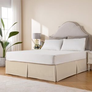 Pleated Waffle Weave Bed Skirt, Tailored Dust Ruffle 12 Inch Drop Easy Fit, Machine Washable,No Split Corners (Beige, Queen - 12" Drop) - Image 6