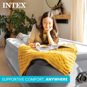 Intex Twin Size Air Mattress, 18in Height, Built-in Pump, Dura-Beam Deluxe Comfort-Plush - Portable Inflatable Blow-up Bed for Camping, Travel, Guests - Image 7