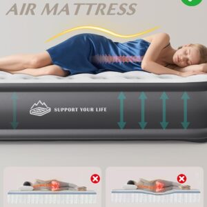 JUITOY Twin Air Mattress with Built in Pump, 18" Upgraded One-Touch Inflatable Airbed for Home, Camping Guests, Portable Blow Up Mattress, 440lbs Capacity - Image 6