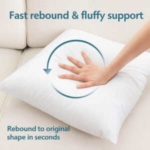 LANE LINEN 4 Pack 18x18 White Throw Pillow Inserts for Decorative Pillow Covers, Couch Pillows for Living Room, Fluffy Pillows for Bed - Image 7