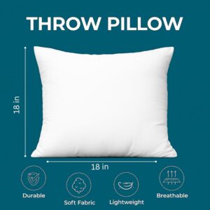 LANE LINEN 4 Pack 18x18 White Throw Pillow Inserts for Decorative Pillow Covers, Couch Pillows for Living Room, Fluffy Pillows for Bed - Image 8