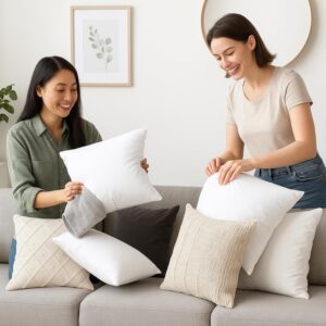 LANE LINEN 4 Pack 18x18 White Throw Pillow Inserts for Decorative Pillow Covers, Couch Pillows for Living Room, Fluffy Pillows for Bed - Image 9
