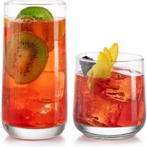Libbey Ascent Tumbler and Rocks Drinking Glasses Set of 16, Glass Drinking Glasses with Curvature, Versatile Glassware Set for Parties and More - Image 7