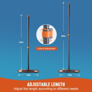 Mops for Floor Cleaning with 3 Different Washable Pads and Extendable 55” Long Handle, Multifunction Dust Mop for Hardwood,Marble,Tile Floor Mopping,Orange - Image 4