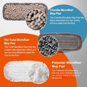 Mops for Floor Cleaning with 3 Different Washable Pads and Extendable 55” Long Handle, Multifunction Dust Mop for Hardwood,Marble,Tile Floor Mopping,Orange - Image 5
